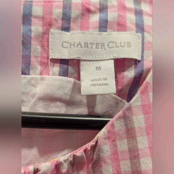 Cottagecore Gingham Tiered Midi Dress Charter Club Ombre Ruffle Spring Size M - Picture 3 of 7